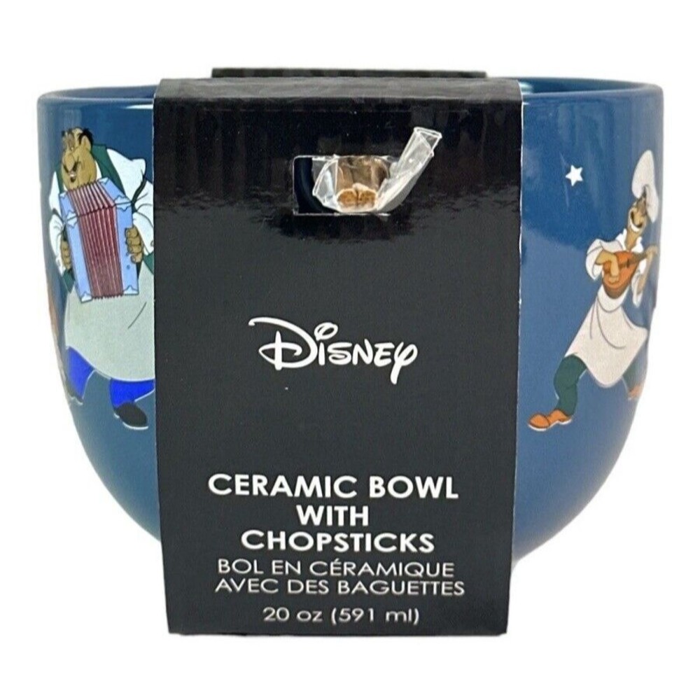 Disney Lady and the Tramp Ceramic Blue Ramen Bowl with Chopsticks 20 OZ - Picture 4 of 9